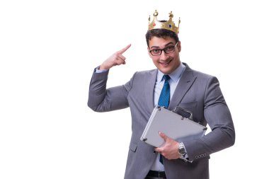 Kral işadamı beyaz arka planda izole edilmiş