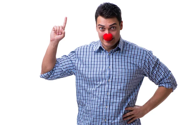 Buffo clown uomo isolato su sfondo bianco — Foto Stock