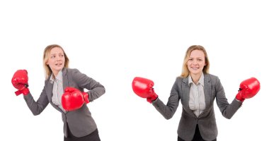 Beyaz eldivenli kadın iş kadını.