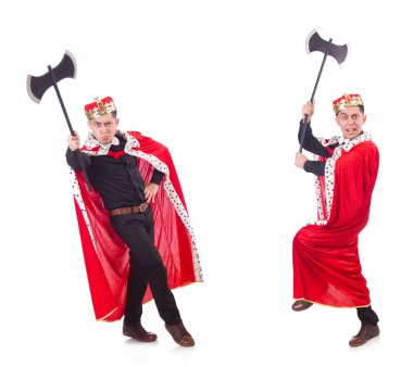 komik Kral üzerinde beyaz izole balta