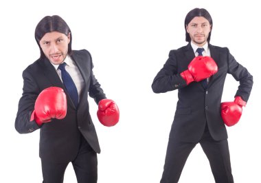 işadamı ile beyaz Boks eldiveni