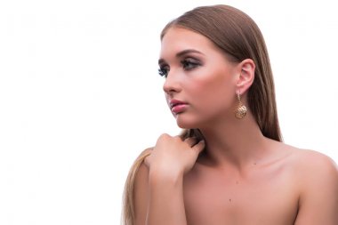 Makyajlı genç, güzel bir manken.