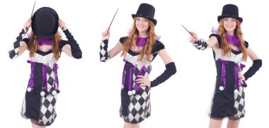 Sihirbaz kadın beyaz değnekle