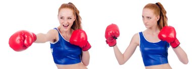 Amerikan sembollü kadın boksör.