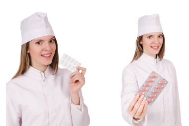 Kadın doktor beyazları izole etti.