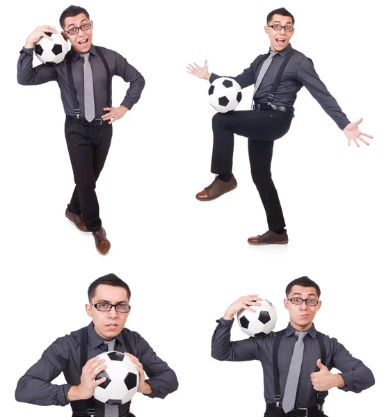 beyaz izole futbol komik adam