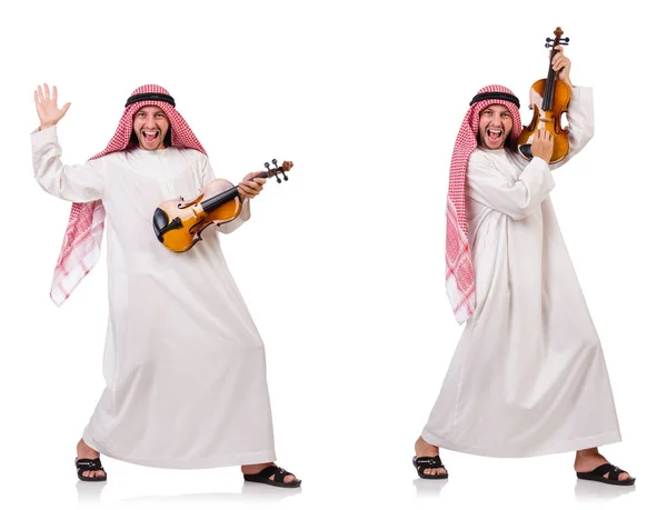 Arab man playing violing on white — Stock Photo, Image