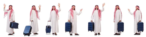 Arab férfi fehér bőrönddel — Stock Fotó
