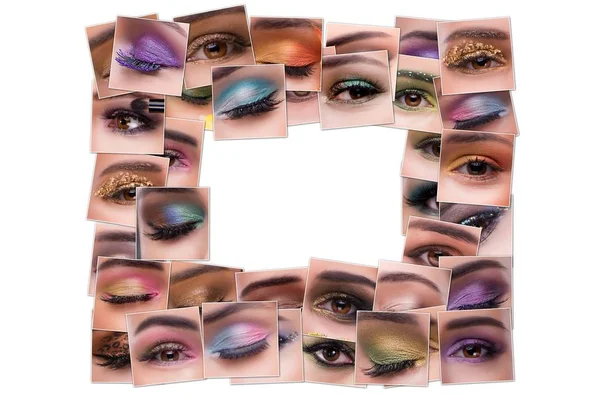 Collage of close up photos of eye make-up — Stock Photo, Image