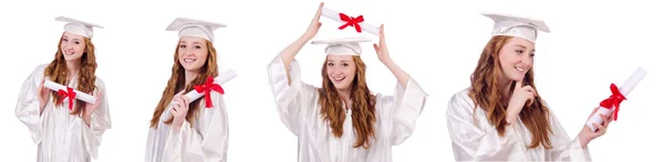 Студент жінки ізольовані на білому — стокове фото