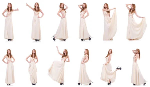 Mens in witte jurk geïsoleerd op wit — Stockfoto
