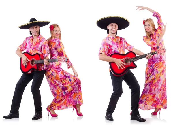 Coppia spagnola che suona la chitarra e danza — Foto Stock