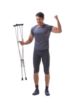 Bir yaralanma travma ile acı genç hasta atlet sporcu