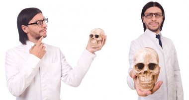 İskeleti beyaz olan komik öğretmen.