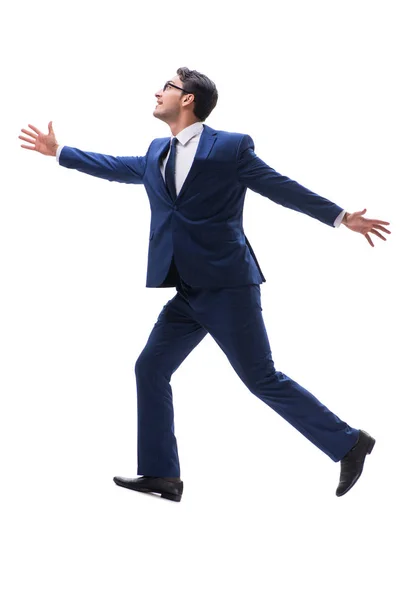 Geschäftsmann zu Fuß stehend Seitenansicht isoliert auf weißem Backgro — Stockfoto
