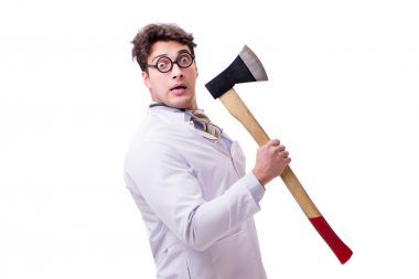 Beyaz baltalı komik doktor.