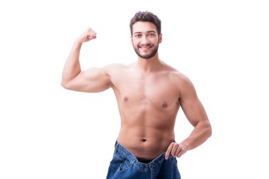 büyük boy kot konseptiyle diyet içinde adam