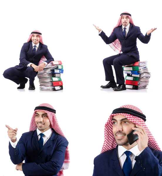 Арабські бізнесмен багатьох папках на білому — стокове фото
