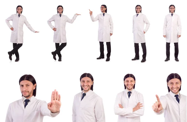 Jovem médico masculino isolado em branco — Fotografia de Stock