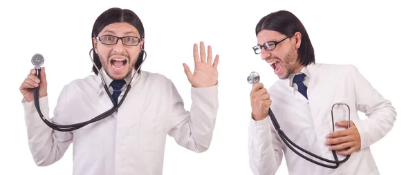 Jovem médico masculino isolado em branco — Fotografia de Stock