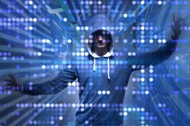 Siber güvenlik konseptinde genç bir hacker.