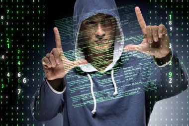Siber güvenlik konseptinde genç bir hacker.