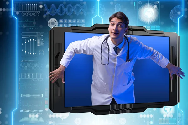 Koncepcja telemedycyny z lekarzem i smartfonem — Zdjęcie stockowe