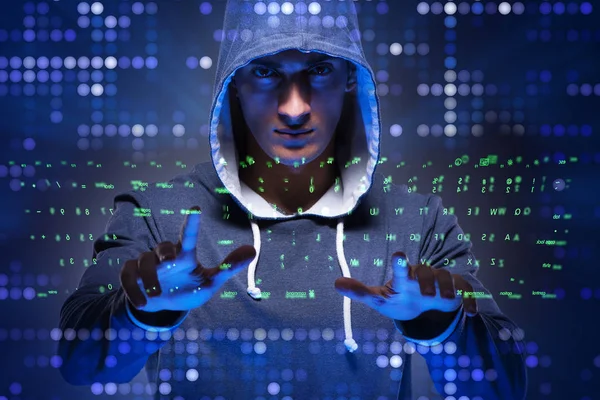 Young hacker in cyber security concept — Stock Photo, Image
