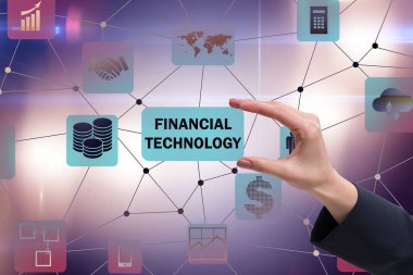 Finans teknolojileri fintech kavramı tutan el