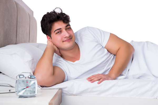 Man in bed suffering from insomnia