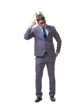 Kral işadamı beyaz arka planda izole edilmiş