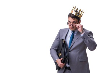 Kral işadamı beyaz arka planda izole edilmiş