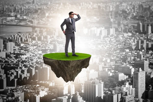 Geleceğe doğru seyir Adası üzerinde işadamı