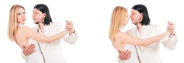 dans dans etmek beyaz izole çift