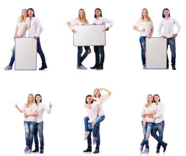 Pano üzerinde beyaz izole çift