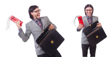 Kırmızı çubuk dinamit terörist kavram ile iş adamı