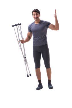 Bir yaralanma travma ile acı genç hasta atlet sporcu