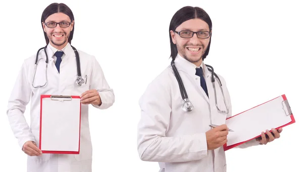 Jovem médico masculino isolado em branco — Fotografia de Stock