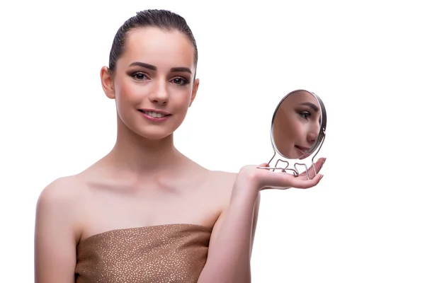Woman in beauty concept applying make up using cosmetics — Stock Photo, Image