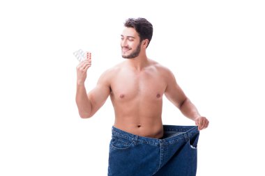 büyük boy kot konseptiyle diyet içinde adam