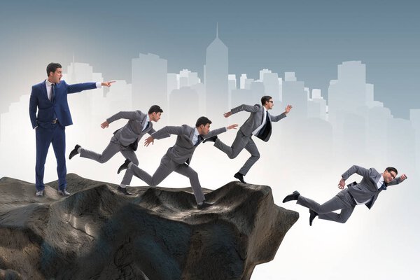 Businessman making poor decisions in business