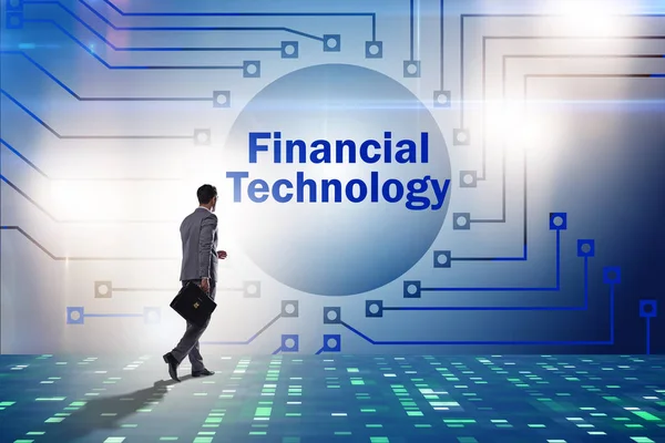 Kobieta interesu ku finansowego technologii fintech — Zdjęcie stockowe