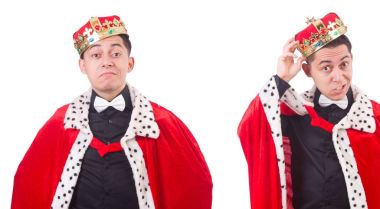 Taçlı bir iş adamı beyazlar içinde.