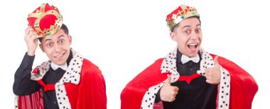 Taçlı bir iş adamı beyazlar içinde.