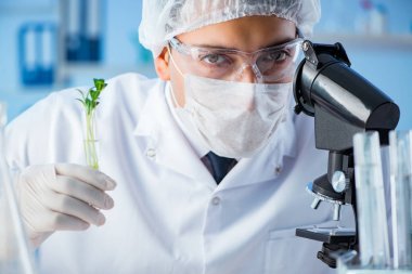 Laboratuvarda bilim adamıyla biyoteknoloji kavramı