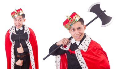 komik Kral üzerinde beyaz izole balta