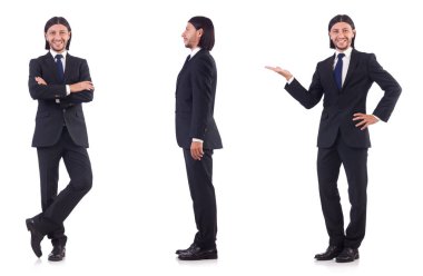 Genç işadamı beyaz arka planda izole edilmiş