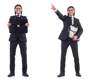 Beyaz arka plan üzerinde acele iş adamı izole