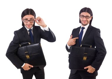 Genç işadamı beyaz arka planda izole edilmiş