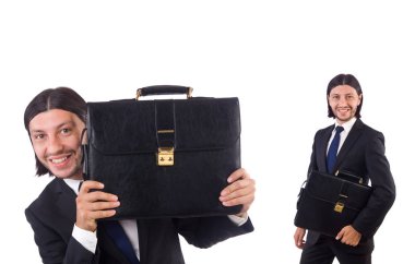 Genç işadamı beyaz arka planda izole edilmiş